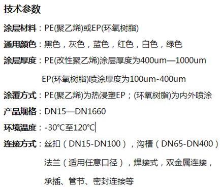 晋中外PE内EP涂塑钢管技术参数